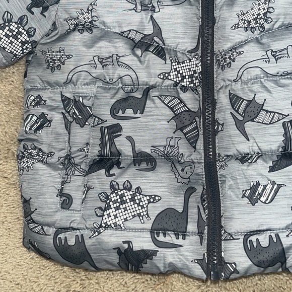 The SwissTech Toddler Boys Puffer Jacket in Gray with Dino Print - Picture 5 of 10